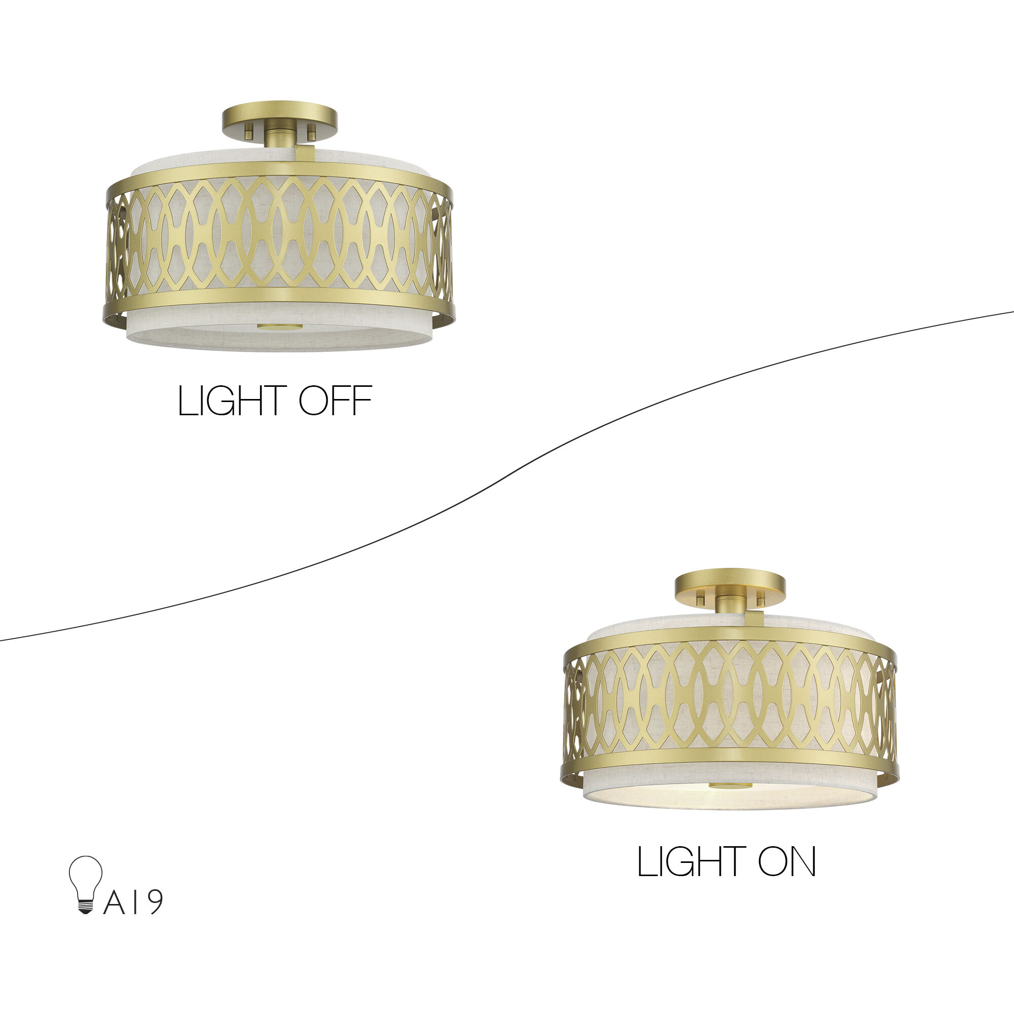 Vistaview 3 Light 15 inch Soft Gold Semi-Flush Ceiling Light