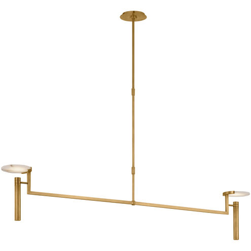 Kelly Wearstler Melange LED 60 inch Antique-Burnished Brass Floating Disc Linear Chandelier Ceiling Light, Extra Large