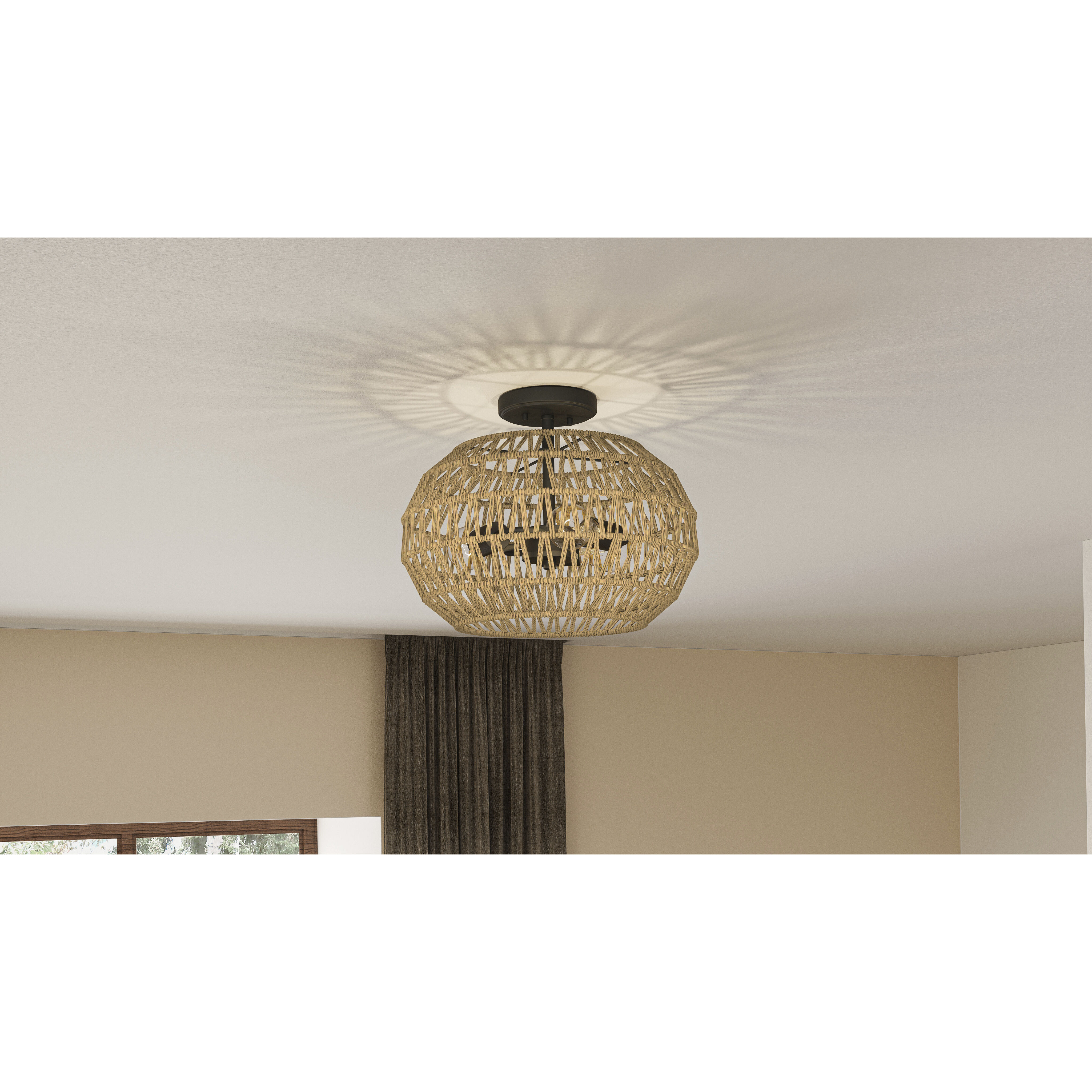 Casablanca 3 Light 16 inch Palladian Bronze Semi-Flush Mount Ceiling Light