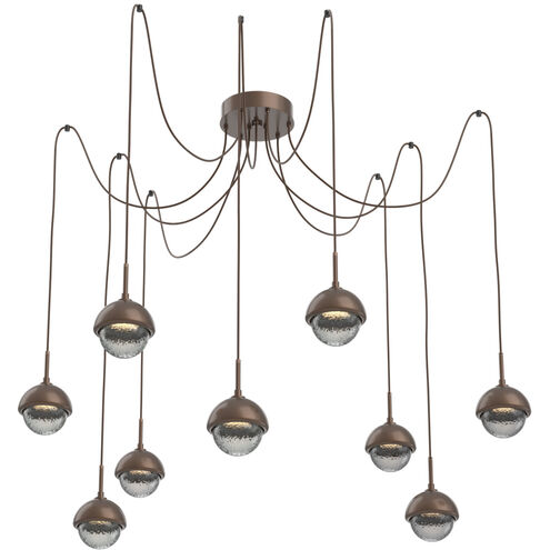 Cabochon LED 14.1 inch Burnished Bronze Swag Multi-Pendant Ceiling Light in Smoke, 2700K LED