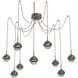 Cabochon LED 14.1 inch Burnished Bronze Swag Multi-Pendant Ceiling Light in Smoke, 2700K LED