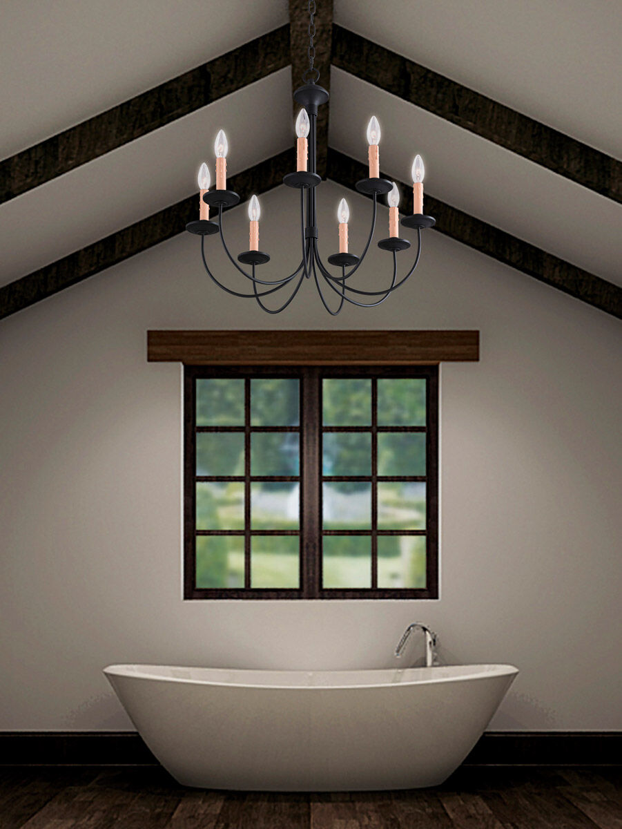 Livex 4458 04 Heritage 8 Light 24 inch Black Chandelier Ceiling Light