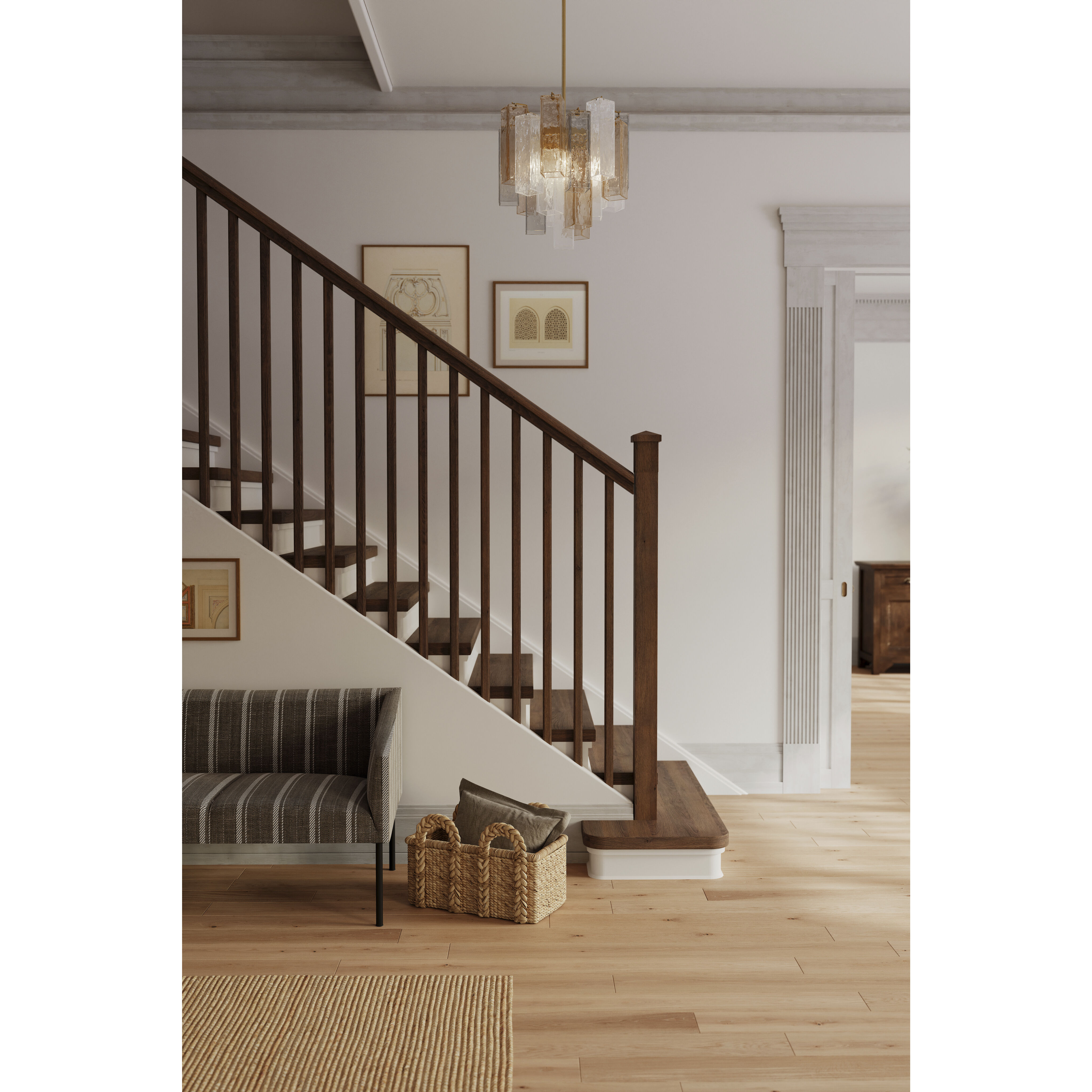 Torvento 6 Light 17.75 inch Legacy Brass Pendant Ceiling Light in Clear,  Grey and Amber Handmade Glass