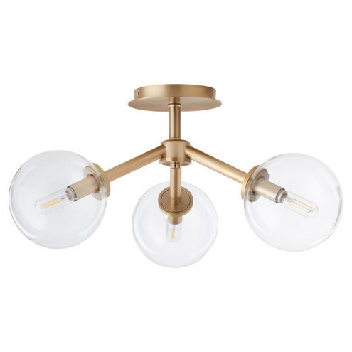 Rovi 3 Light 21 inch Aged Brass Semi Flush Mount Ceiling Light