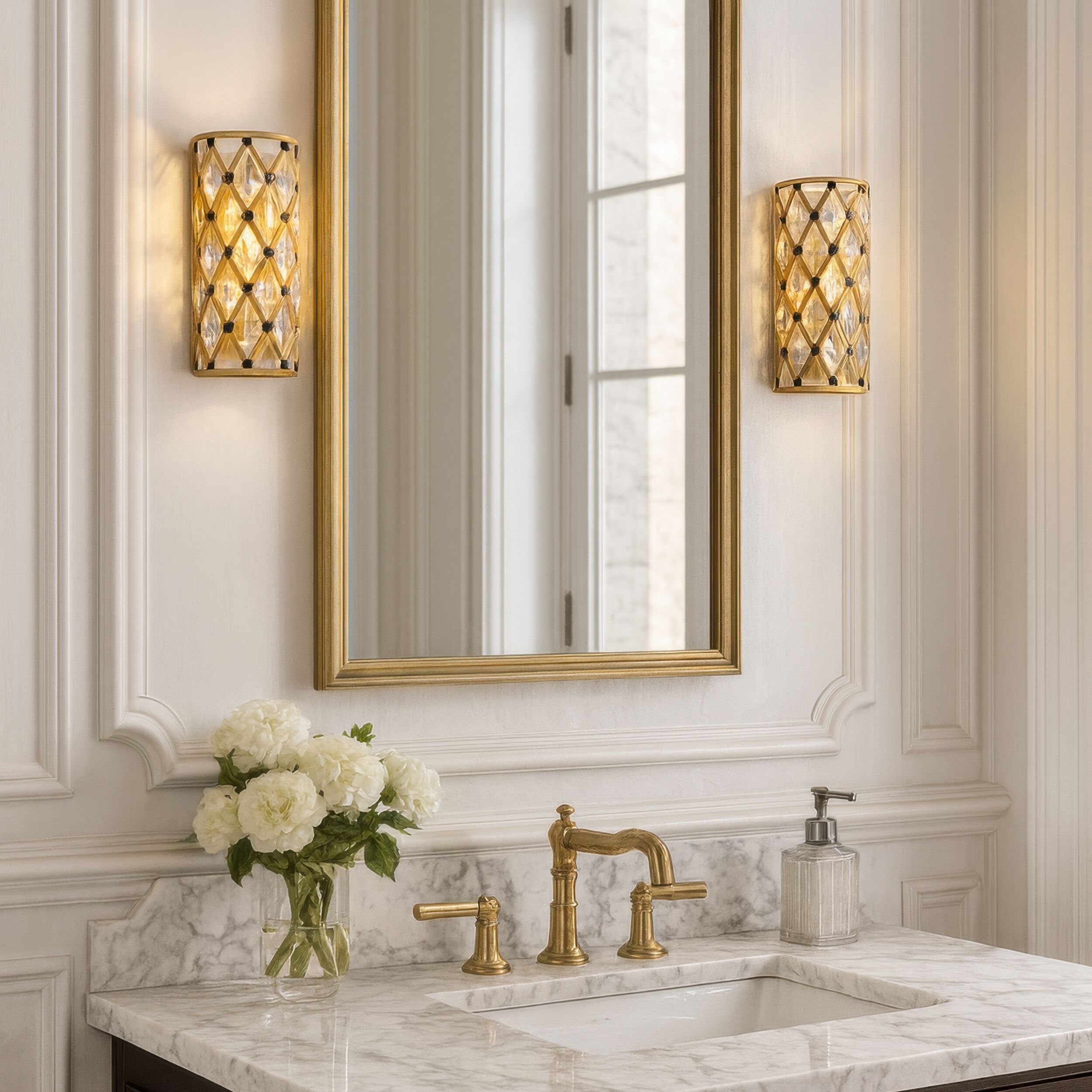 Windsor 1 Light 7 inch French Gold and Matte Black Wall Sconce Wall Light