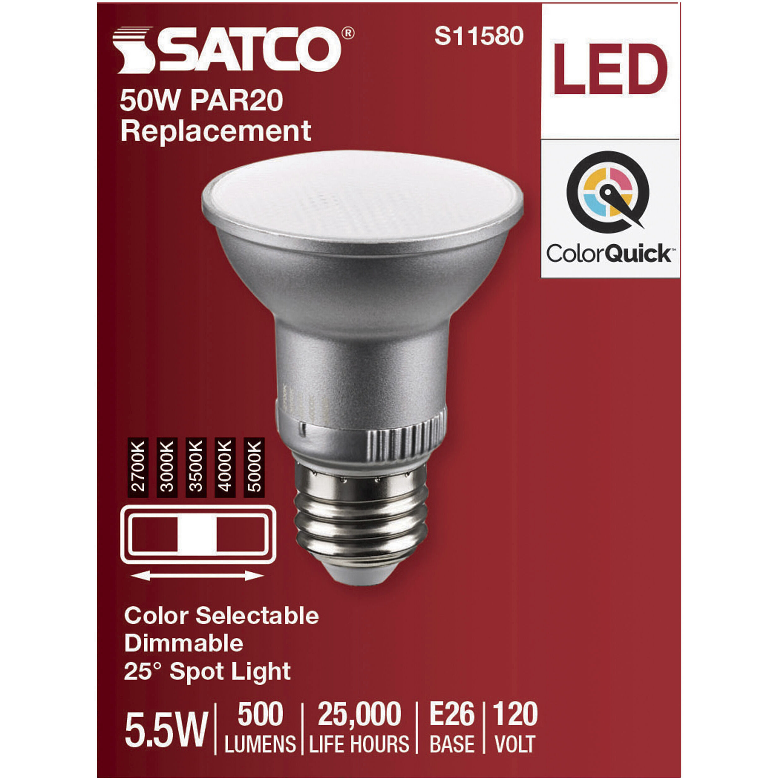 Lumos LED Medium PAR20 5.5 watt 2700K/3000K/3500K/4000K/5000K Light Bulb