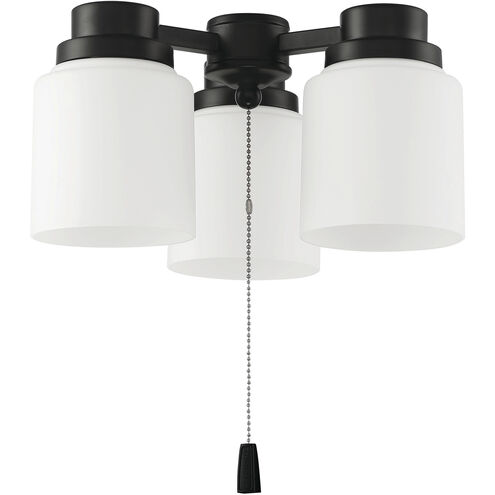 Universal LED Flat Black Fan Light Kit in White Glass