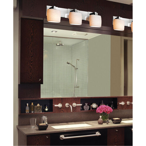 Limoges 3 Light 28 inch Brushed Nickel Bath Bar Wall Light in Waves, Oval, Incandescent