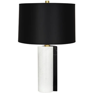 Jonathan Adler Canaan 24 inch 150 watt Carrara and Black Marble with Antique Brass Table Lamp Portable Light