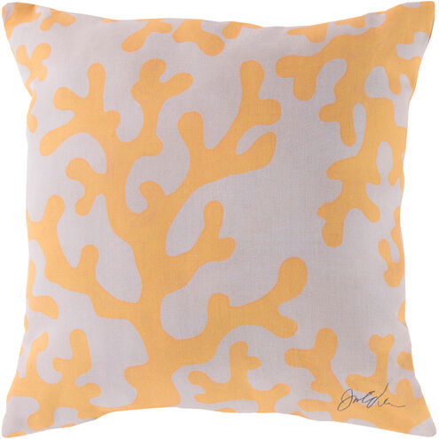 Rain 18 X 18 inch Yellow and Beige Outdoor Throw Pillow