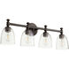 Rossington 4 Light 30 inch Oiled Bronze Vanity Light Wall Light in Clear Seeded