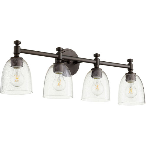 Rossington 4 Light 30 inch Oiled Bronze Vanity Light Wall Light in Clear Seeded