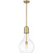 Amherst LED 11.75 inch Brushed Brass Mini Pendant Ceiling Light in Clear Glass