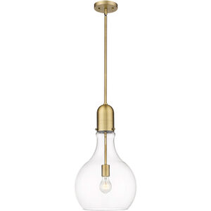 Amherst LED 11.75 inch Brushed Brass Mini Pendant Ceiling Light in Clear Glass