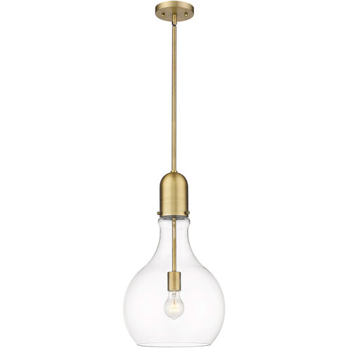 Amherst LED 11.75 inch Brushed Brass Mini Pendant Ceiling Light in Clear Glass