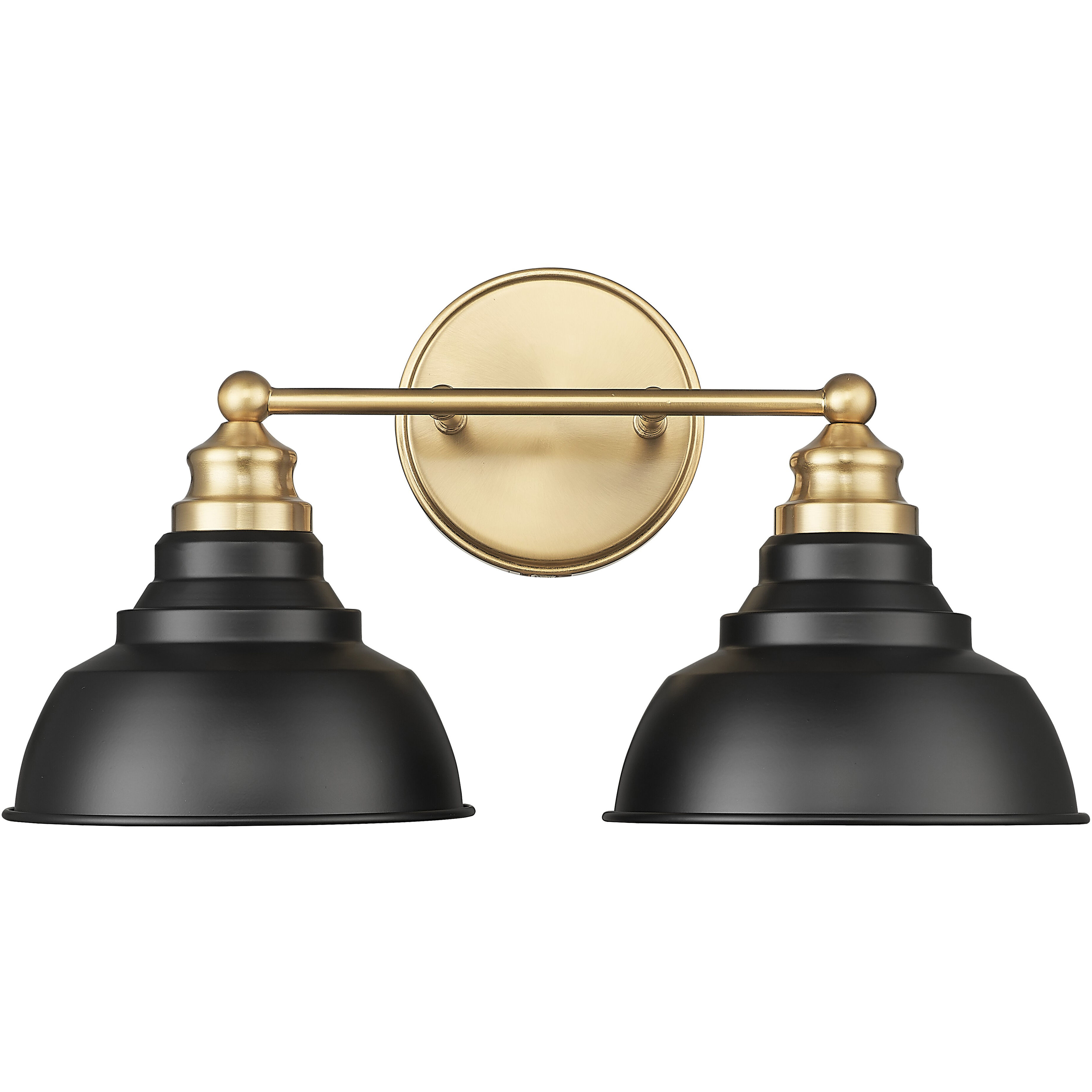 Bishop 2 Light 18 inch Matte Black and Brass Vanity Wall Light