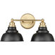Bishop 2 Light 18 inch Matte Black and Brass Vanity Wall Light