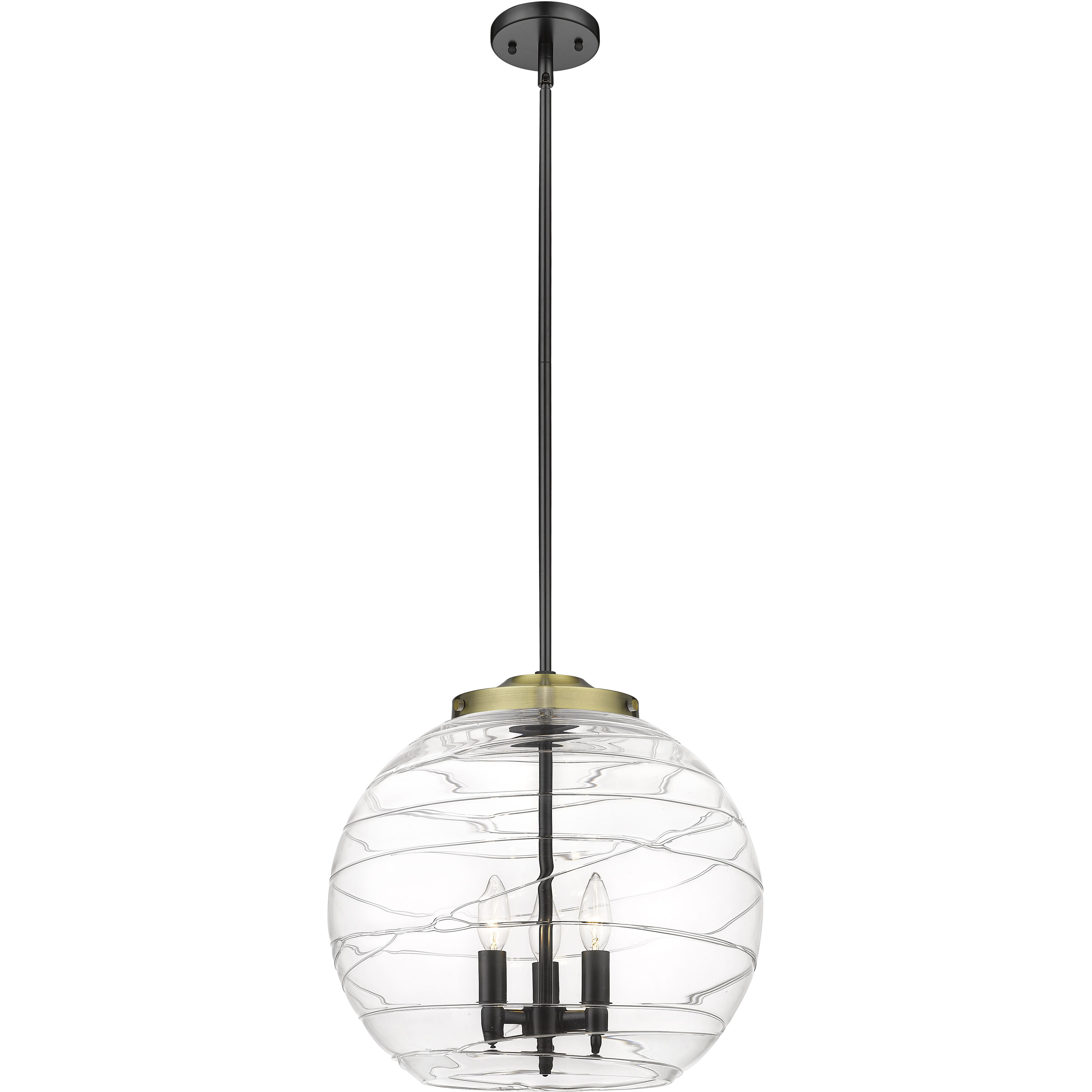 Ballston Athens Deco Swirl LED 15.75 inch Black Antique Brass Statement Pendant Ceiling Light in Clear Deco Swirl