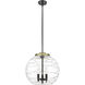 Ballston Athens Deco Swirl LED 15.75 inch Black Antique Brass Statement Pendant Ceiling Light in Clear Deco Swirl
