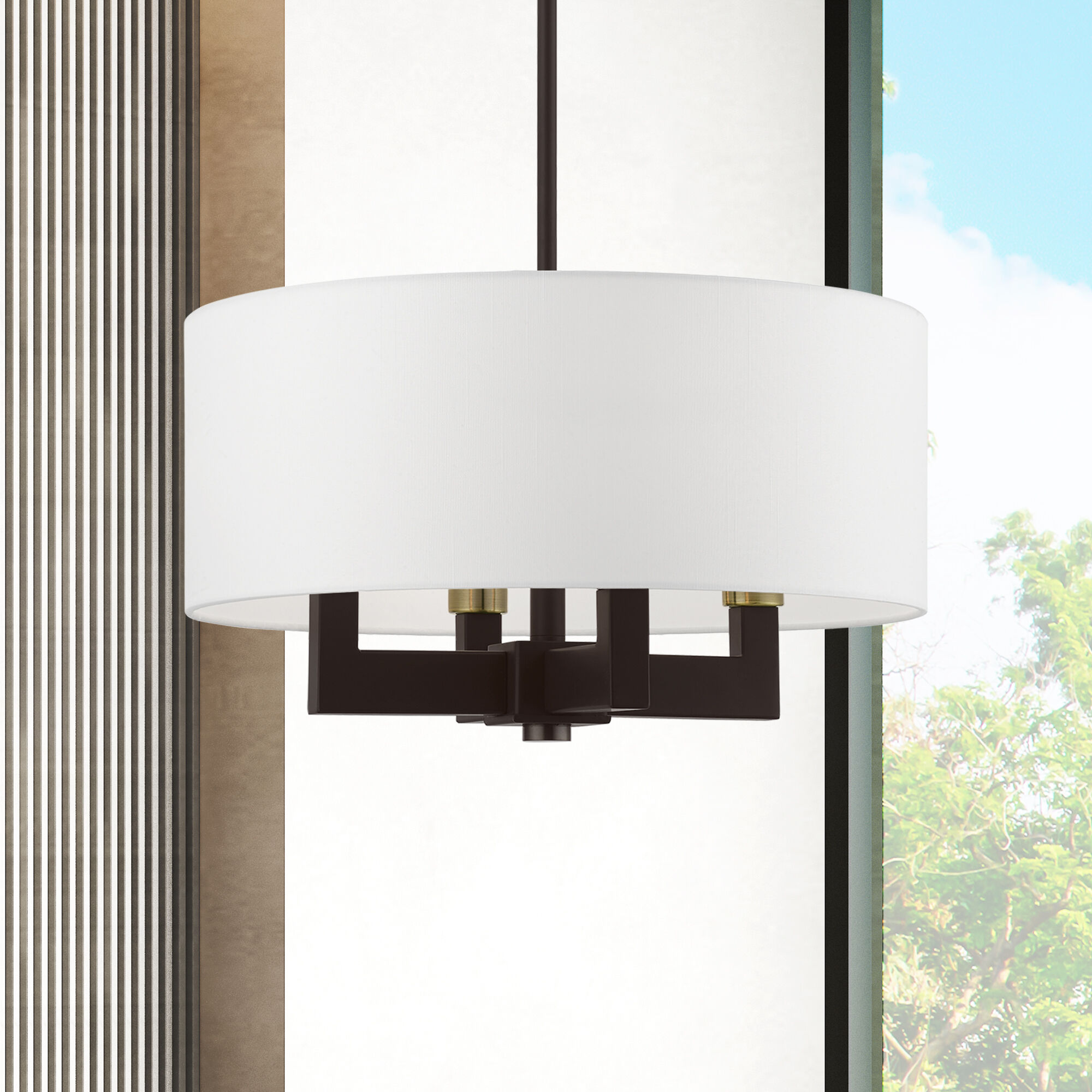 Cresthaven 4 Light 18 inch Bronze with Antique Brass Accents Pendant Chandelier Ceiling Light