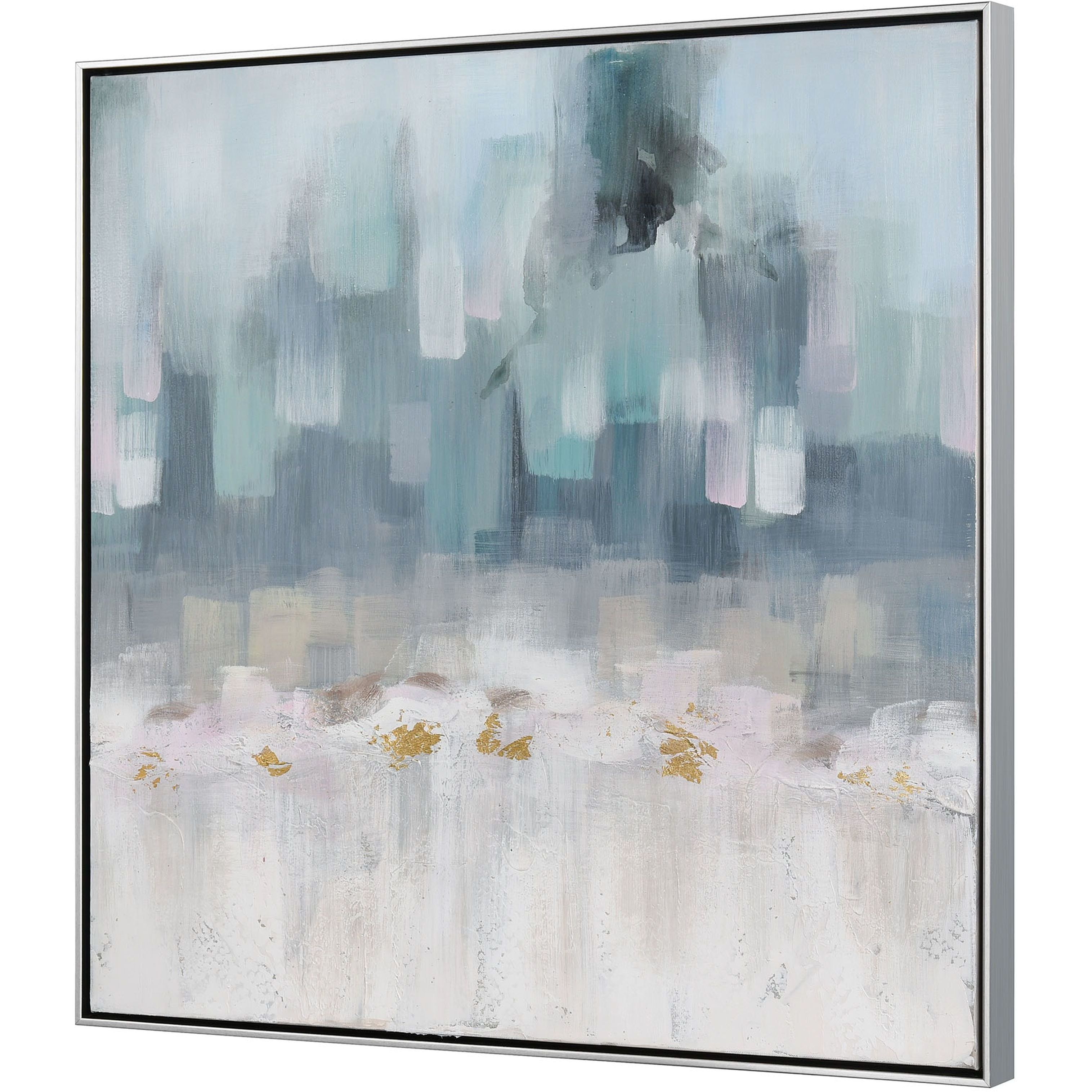 Remembrance Light Blue with Cream and Silver Framed Wall Art