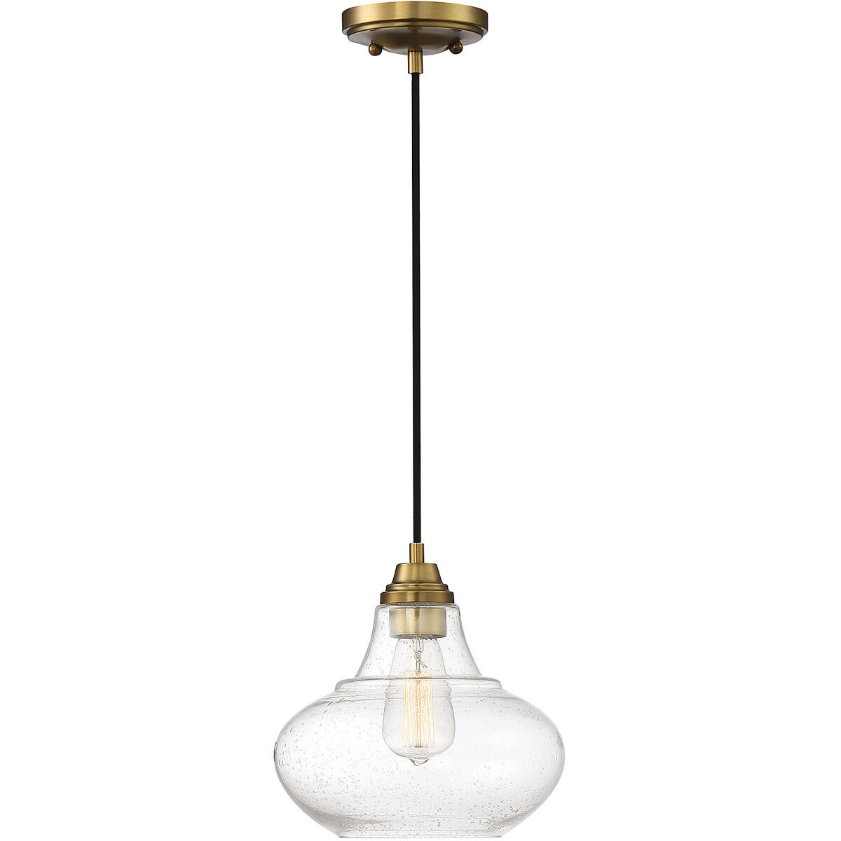 Industrial 1 Light 10 inch Natural Brass Mini-Pendant Ceiling Light