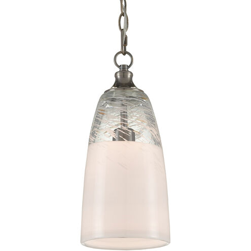 Assam 1 Light 7 inch Clear/Opal White/Antique Nickel Pendant Ceiling Light