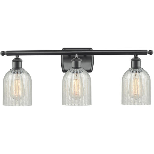 Ballston Caledonia 3 Light 26 inch Matte Black Bath Vanity Light Wall Light in Mouchette Glass, Ballston