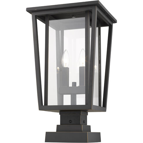 Seoul 2 Light 20.75 inch Oil Rubbed Bronze Outdoor Pier Mounted Fixture in 13.5