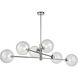 Courcelette 6 Light 47 inch Chrome Linear Pendant Ceiling Light in Clear Glass