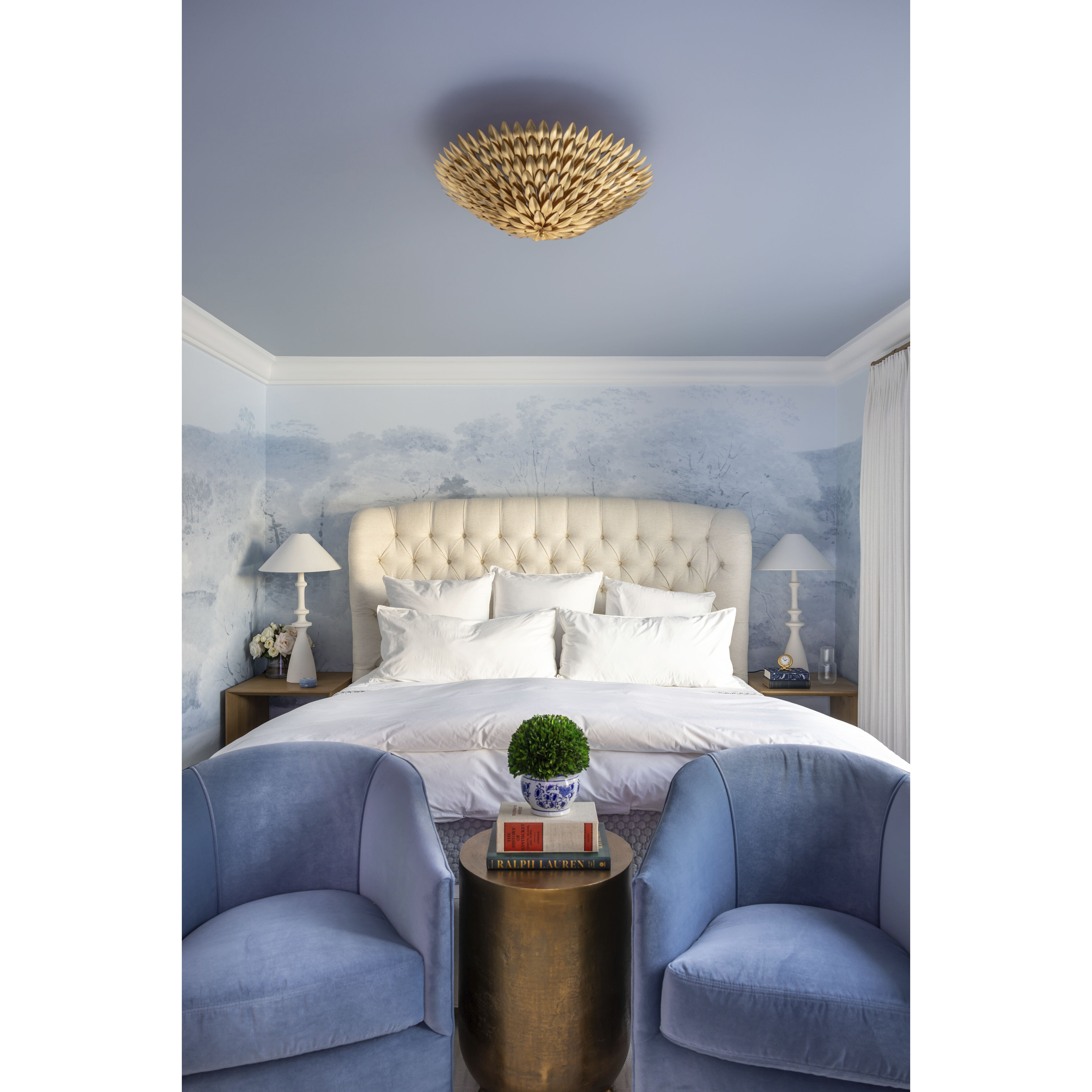 Broche 6 Light 24 inch Antique Gold Semi Flush Ceiling Light