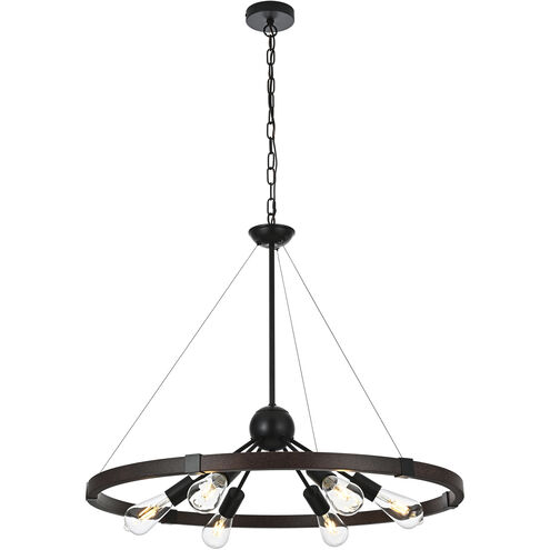 Thora 6 Light 32 inch Weathered Black and Rust Pendant Ceiling Light