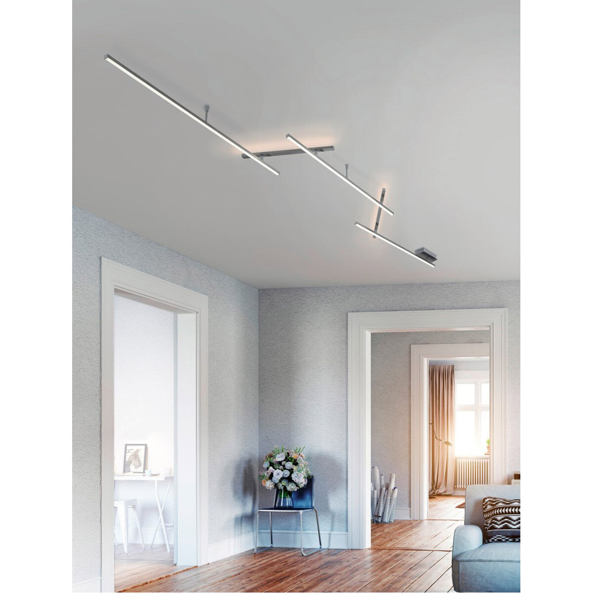 Highway 1 Light Satin Nickel Multiline Rail Light Ceiling Light