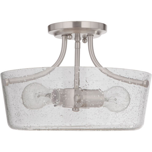 Neighborhood Tyler 2 Light 13 inch Brushed Polished Nickel Semi Flush Ceiling Light in Clear Seeded, Neighborhood Collection