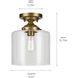 Winslow 1 Light Natural Brass Semi Flush Light Ceiling Light
