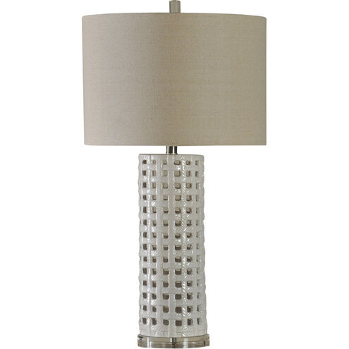Signature 33 inch 150 watt White Glaze Table Lamp Portable Light