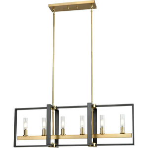 Blairmore 6 Light 36 inch Venetian Brass and Graphite Linear Ceiling Light