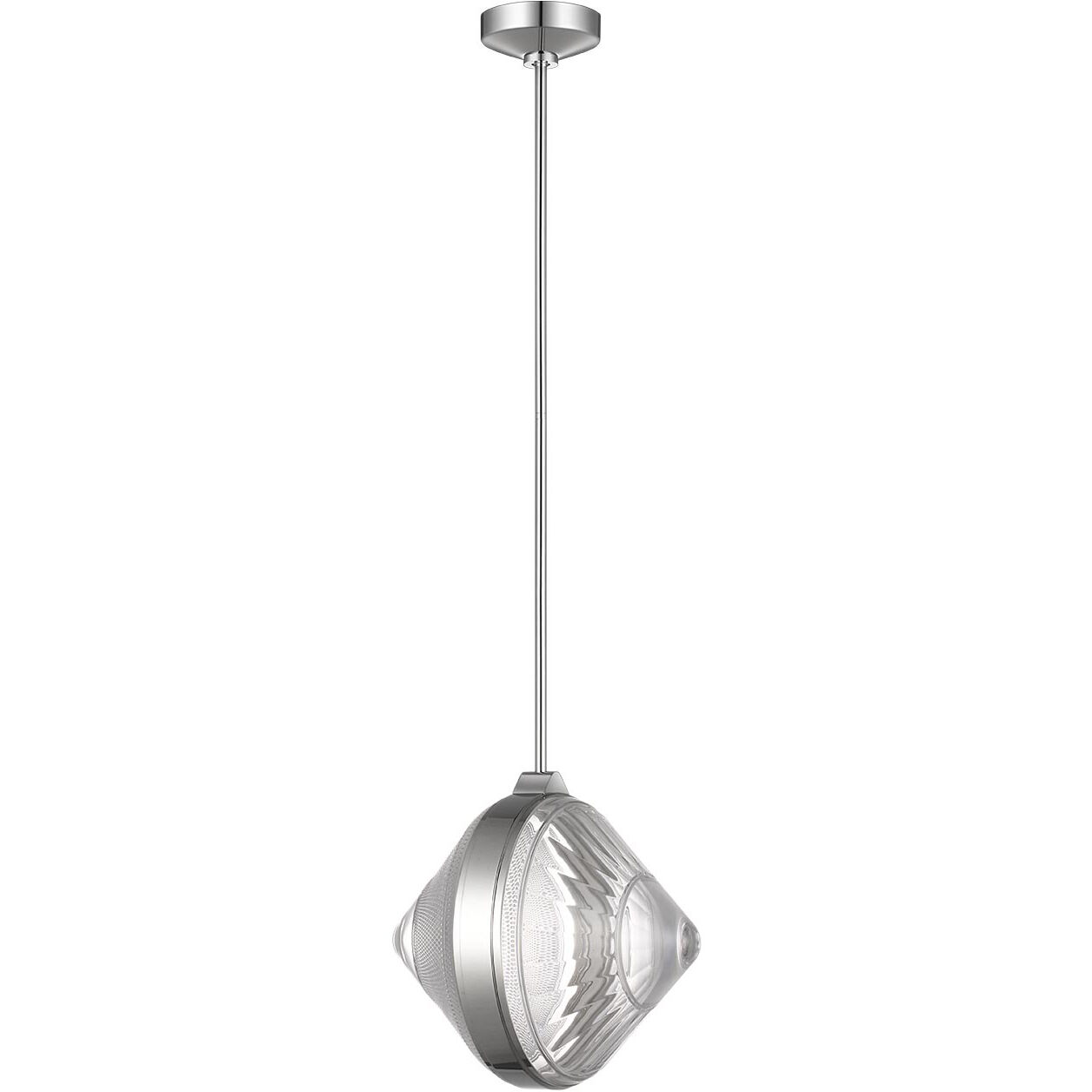 Waterford Copper Coast LED 15 inch Polished Nickel Karo and Olive Cut Pendant Ceiling Light