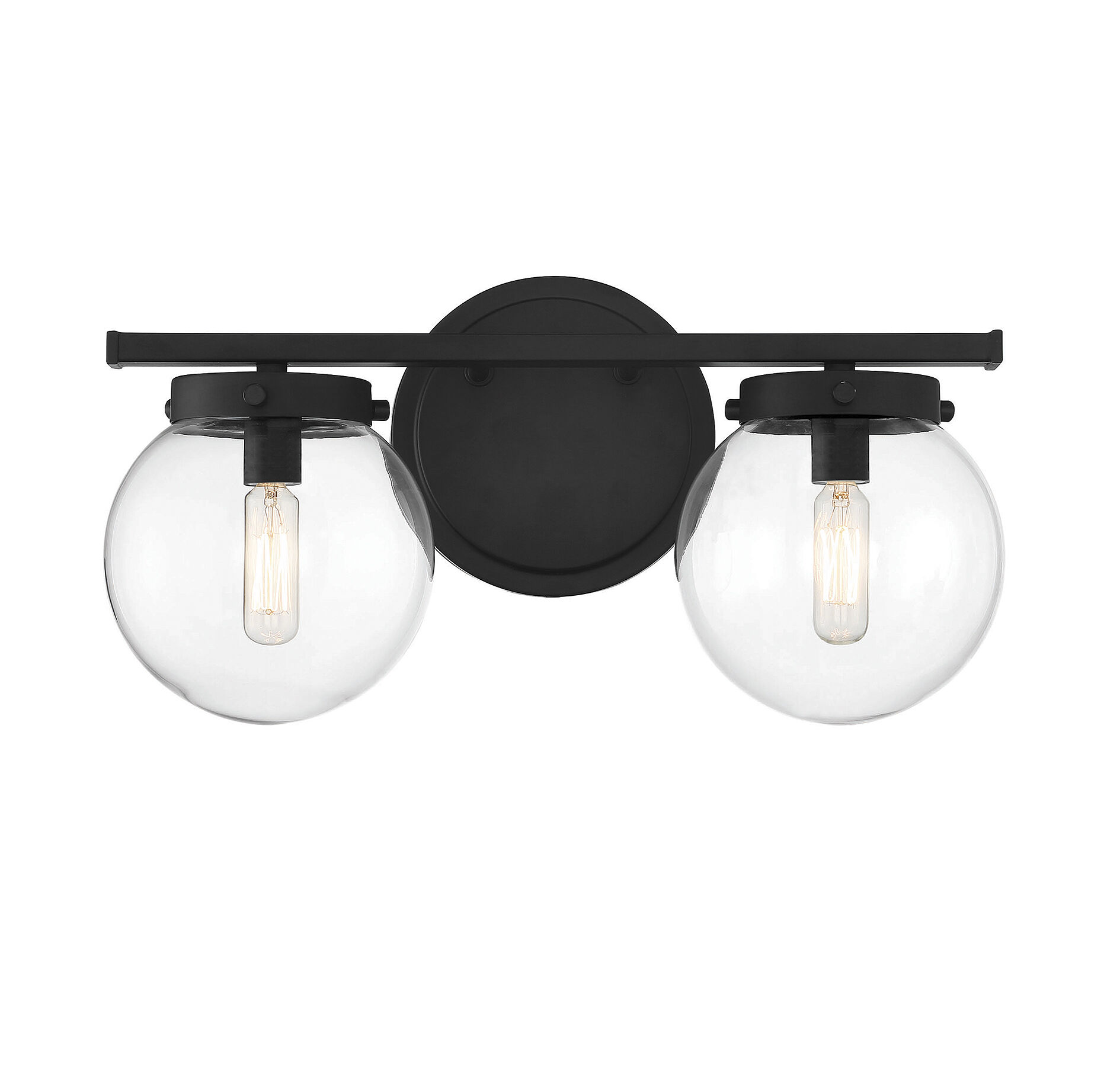 Meridian M80046MBK Mid Century Modern 2 Light 16 inch Matte Black Bathroom Vanity Light Wall Light