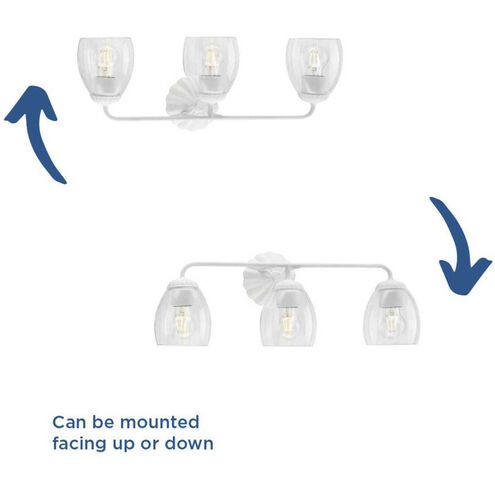 Quillan 3 Light 23.87 inch White Plaster Bathroom Vanity Light Wall Light