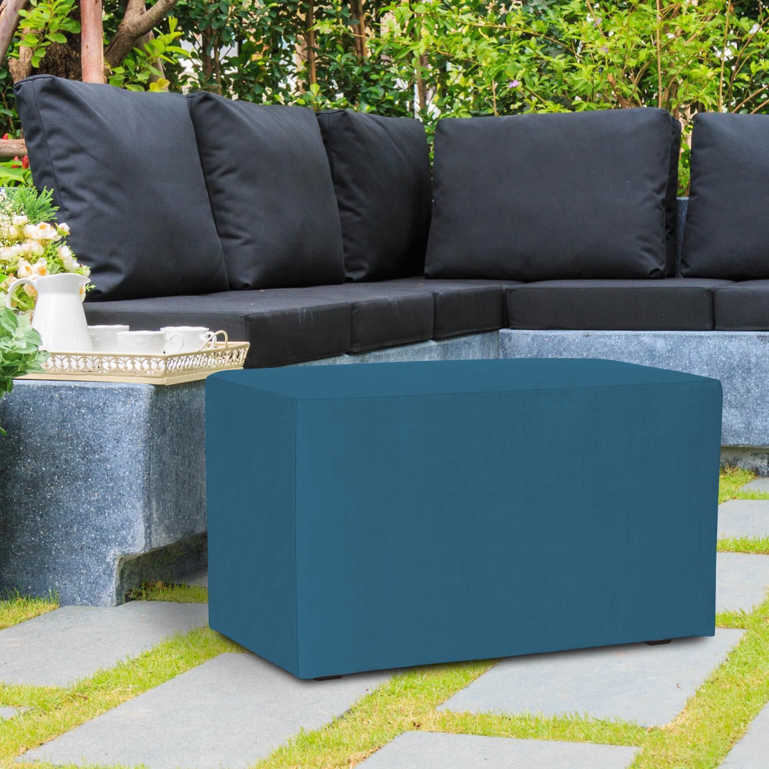 Universal Seascape Turquoise Outdoor Bench with Slipcover