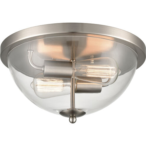 Astoria 2 Light 14 inch Brushed Nickel Flush Mount Ceiling Light