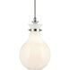 Laria 1 Light Polished Nickel Pendant Ceiling Light in Opal