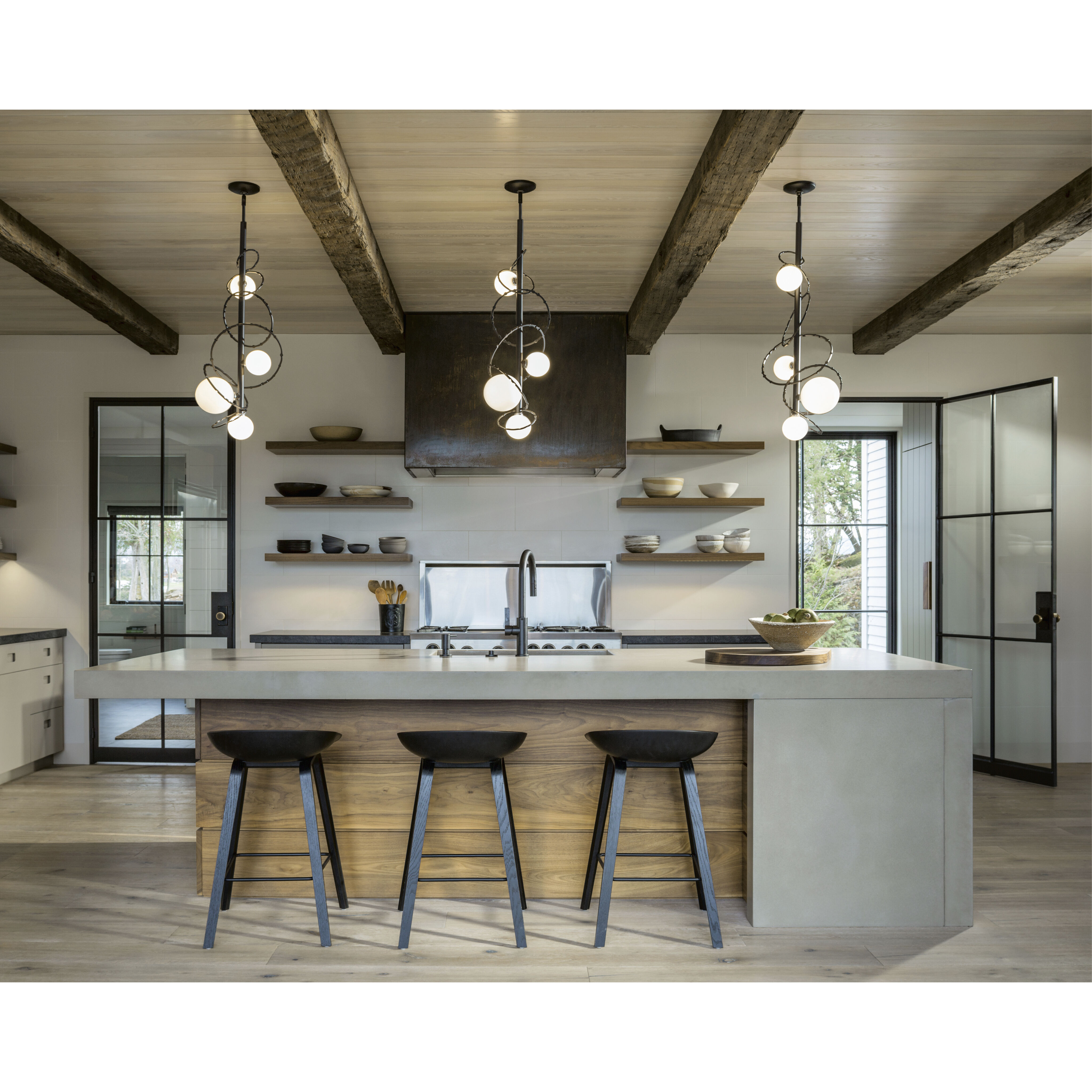 Olympus 4 Light 13.9 inch Modern Brass Vertical Pendant Ceiling Light