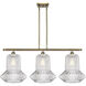 Ballston Springwater 3 Light 36 inch Antique Brass Island Light Ceiling Light in Incandescent, Clear Spiral Fluted Glass, Ballston