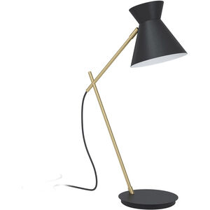 Amezaga 21 inch 60.00 watt Structured Black and Brushed Brass Table Lamp Portable Light