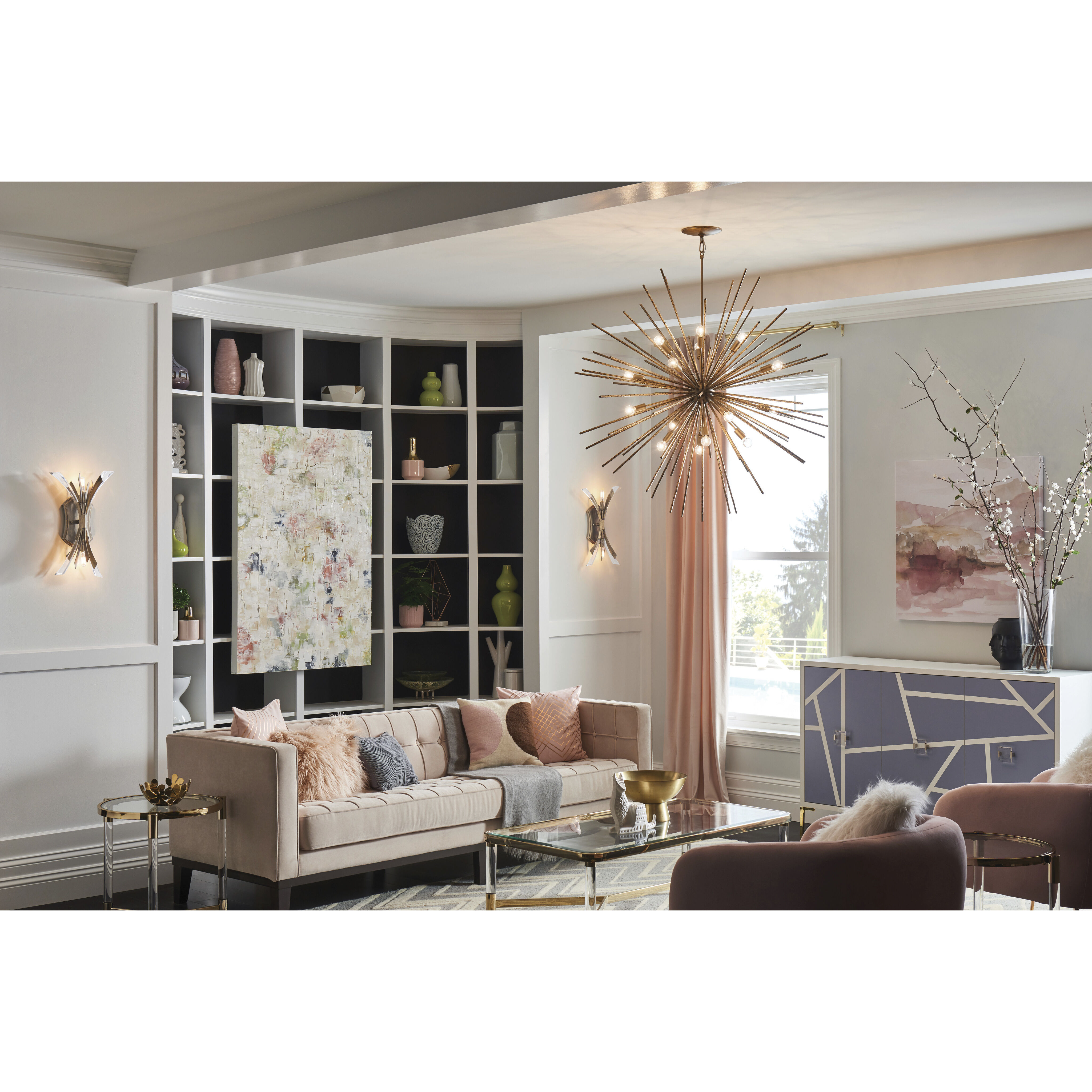 Tryst LED 42 inch Burnished Gold Chandelier Ceiling Light, Orb