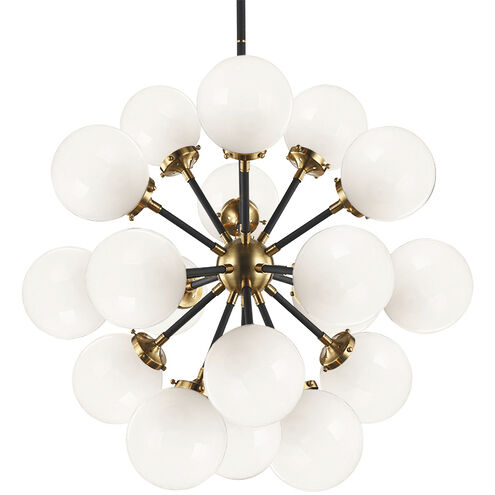 Soleil 18 Light 32 inch Aged Gold Brass Chandelier Ceiling Light in Aged Gold Brass and Opal Glass