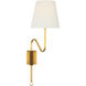 Visual Comfort Signature Collection Amber Lewis Griffin LED 7.5 inch Hand-Rubbed Antique Brass and Saddle Leather Articulating Sconce Wall Light AL2008HAB/SDL-L - Open Box