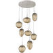Cosmos LED LED 31.9 inch Beige Silver Chandelier Ceiling Light in Metallic Beige Silver, Clear Geo Inner with Bronze Cosmos Outer, 2700K LED, Round Multi-Port